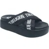 True Religion Alia Cross Strap Slip On Platform Sandal In Black