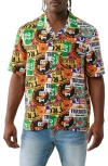 True Religion Allover Logo Cotton Camp Shirt In White