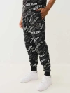 True Religion Allover Wavy Logo Jogger In Black