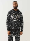 True Religion Allover Wavy Logo Zip Hoodie In Black