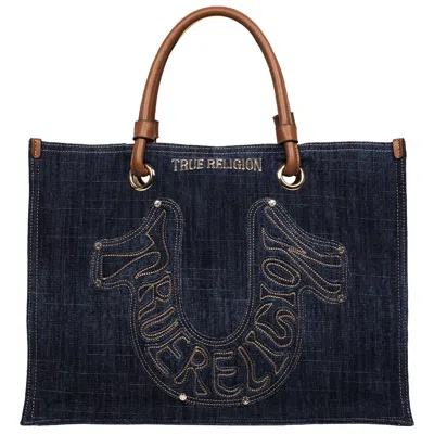 True Religion Andi Horseshoe Appliqué Denim Tote In Blue