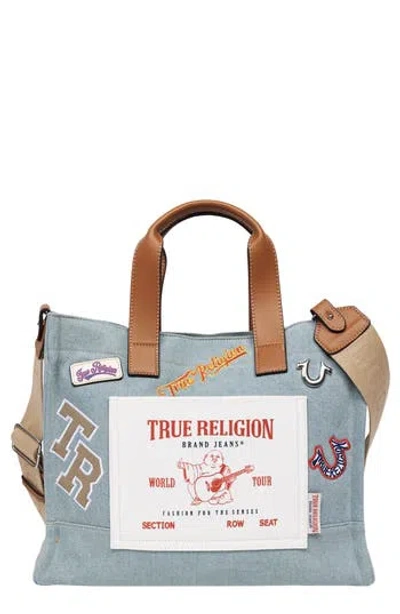 True Religion Andy Medium Patch Tote In Blue