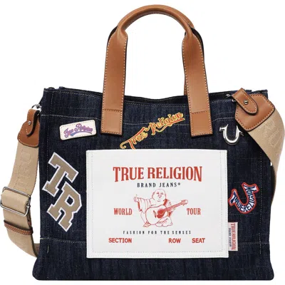 True Religion Andy Medium Patch Tote In Blue