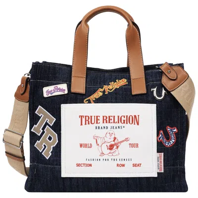 True Religion Andy Multi Patch Medium Tote In Blue