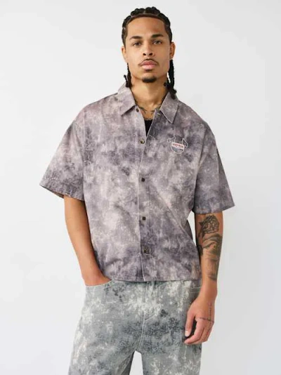 True Religion Aop Boxy Shirt In Gray
