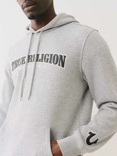 True Religion Arched Logo Hoodie In Gray