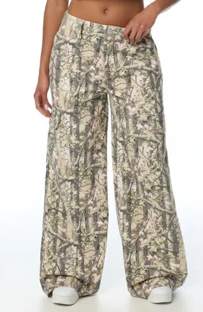 True Religion Baggy Cargo Pants In Tree Camo