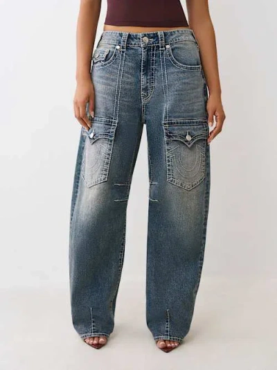True Religion Bailey Big T Flap Barrel Jean In Blue