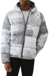 True Religion Bandana Print Puffer Jacket In Gray