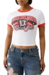 True Religion Beaded Ringer Logo T-shirt In White