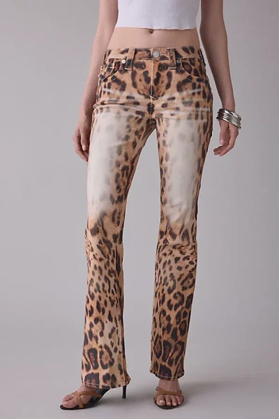 True Religion Becca Big T Flap Low-rise Bootcut Jeans In Leopard, Women's At Urban Outfitters In Brown