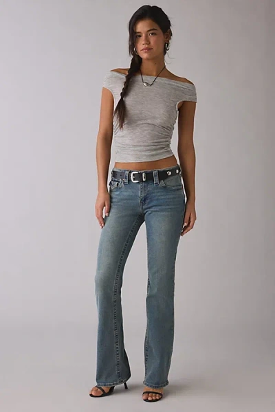 True Religion Becca Ice Veil Low-rise Flap Bootcut Jean In Ice Veil, Women's At Urban Outfitters In Blue