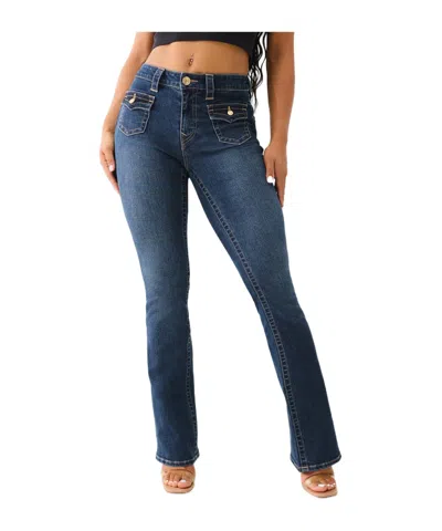 True Religion Becca Mid Rise Flap Bootcut Jean In Blue
