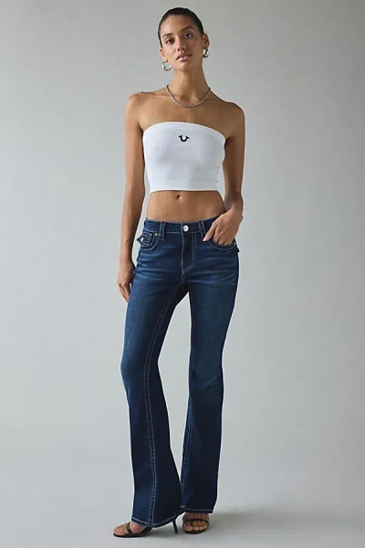 True Religion Becca Mid-rise Flap Bootcut Jean In Dark Stone Fox, Women's At Urban Outfitters In Blue