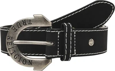 True Religion Belt With Horseshoe Buckle In Black