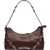 True Religion Belted Chain Strap Shoulder Bag In Burgundy