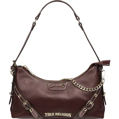 True Religion Belted Chain Strap Shoulder Bag In Burgundy