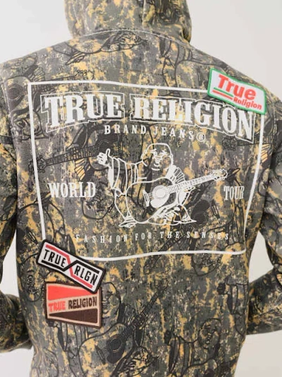 True Religion Big T Buddha Camo Zip Hoodie In Multi