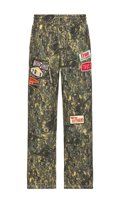 True Religion Big T Camo Baggy Sweatpant In Green