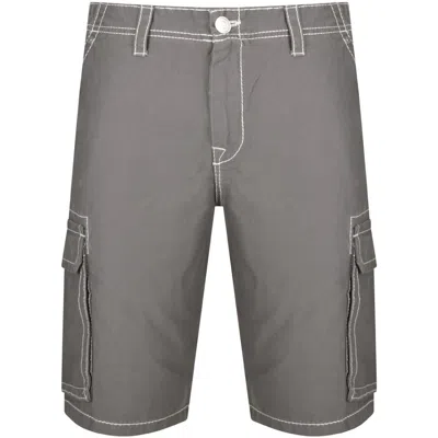 True Religion Men's Big T Cargo Shorts- 12" Inseam In Grey