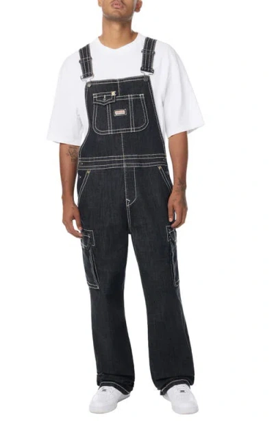 True Religion Big T Denim Overalls In Black