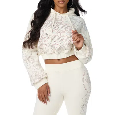 True Religion Big T Embroidered Hoodie In White