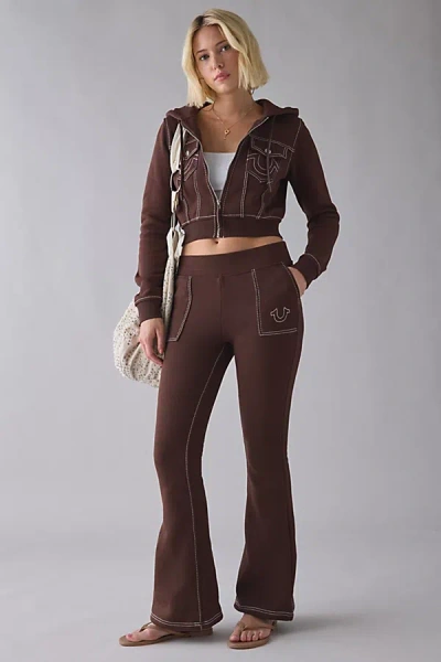 True Religion Big T Mid-rise Flare Sweatpant In Chicory Coffee, Women's At Urban Outfitters In Brown