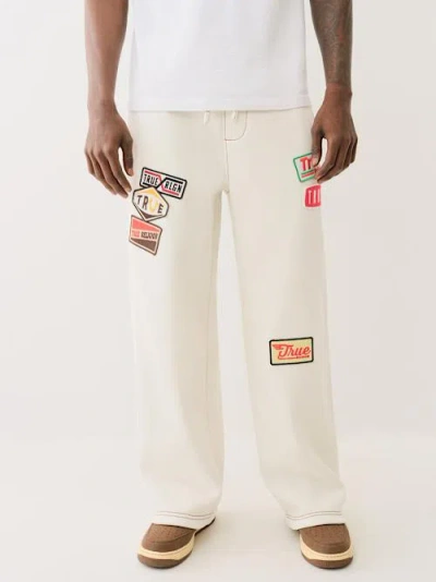 True Religion Big T Patch Sweat Pant In Neutral