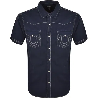 True Religion Big T Western Shirt Navy In Blue