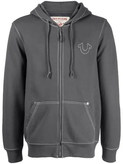 True Religion Big-t Zip Hoodie In Gray