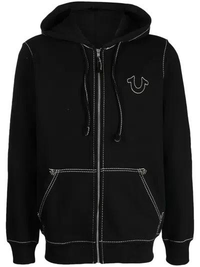 True Religion Big T Zip-up Hoodie In Schwarz