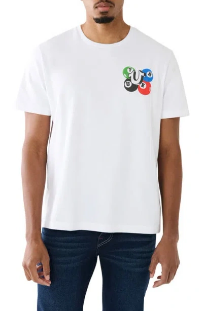 True Religion Billiard Buddha Relaxed Fit Puff Print Graphic T-shirt In White