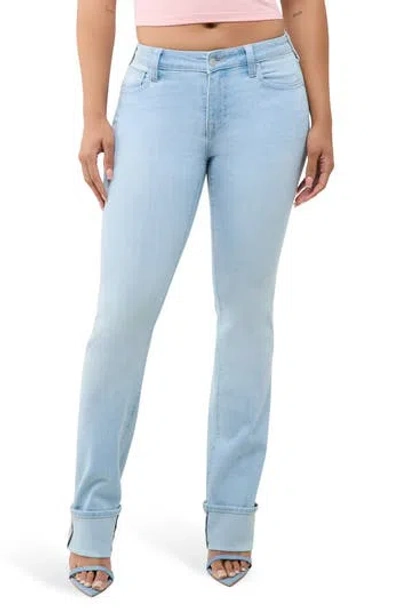True Religion Billie Cuffed Mid Rise Straight Leg Jeans In Blue