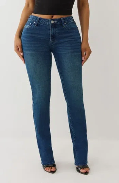 True Religion Billie Mid Rise Straight Leg Jeans In Blue