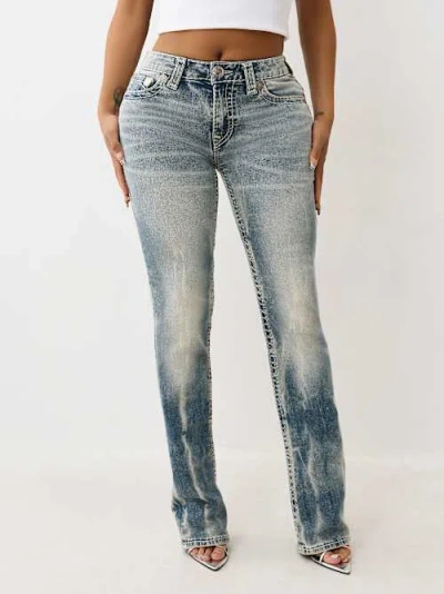 True Religion Billie Mid Rise Super T Straight Jean In Gray