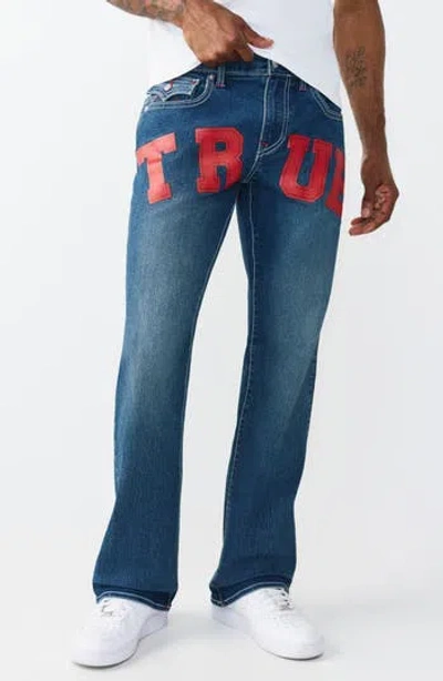True Religion Billy Flap Bootcut Jeans In Blue