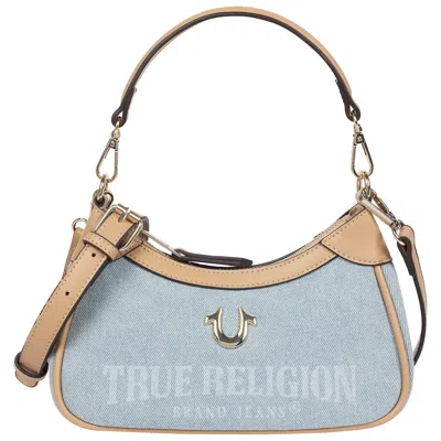 True Religion Blair Denim & Pu Shoulder Bag - Logo Denim Mini Shoulder Bag With Detachable Strap (denim) In Multi