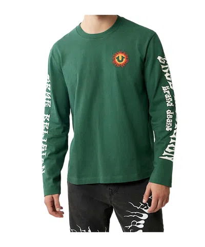 True Religion Blazing Horseshoe Long Sleeve Tee In Green
