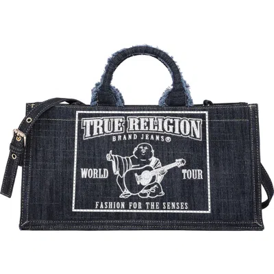 True Religion Bling Buddha East/west Denim Tote In Dark Denim
