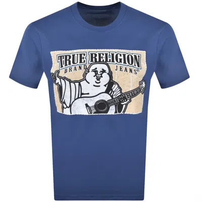 True Religion Block Buddha T Shirt Blue
