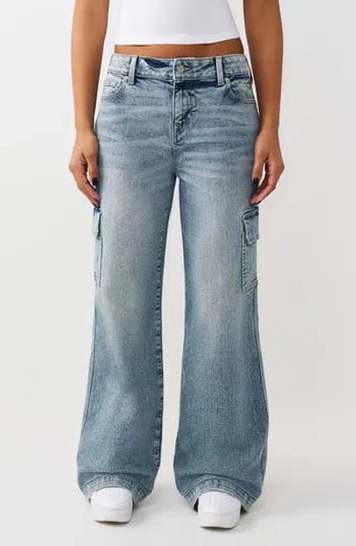 True Religion Bobbi Baggy Cargo Jeans In Blue