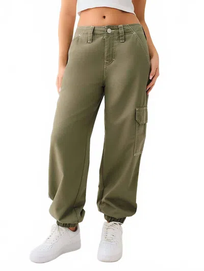 True Religion Bobbi Baggy Cargo Jogger In Green Mari In Multi