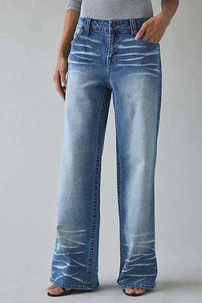 True Religion Bobbi Big T Low-rise Baggy Jean In Thistle Wood, Women's At Urban Outfitters In Blue