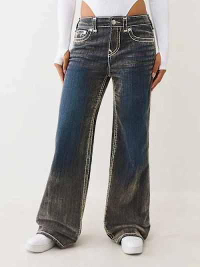 True Religion Bobbi Flocked Super T Baggy Jean In Blue