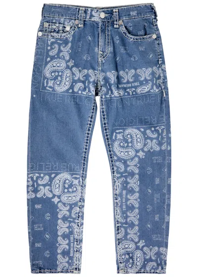 True Religion Bobby Bandana-print Straight-leg Jeans In Blue