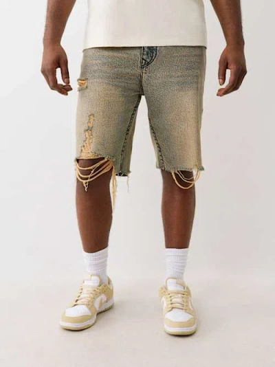 True Religion Bobby Big T Distressed Short In Blue