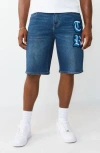 True Religion Bobby Initial Patch Shorts In Blue