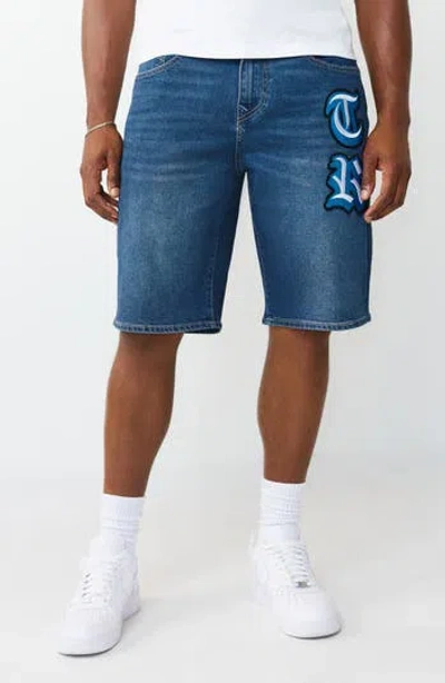 True Religion Bobby Initial Patch Shorts In Blue