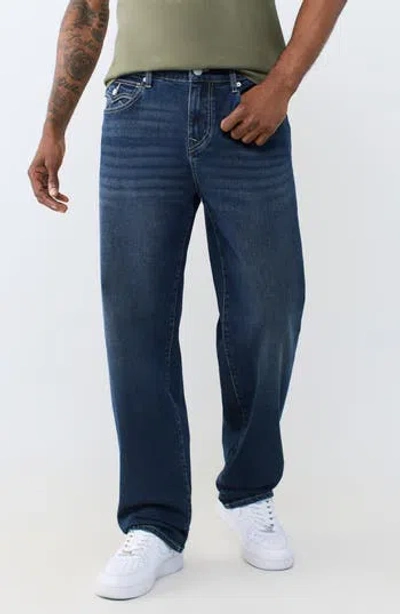 True Religion Bobby Sn Flap Relaxed Baggy Jeans In Dark Hawk's Eye Wash