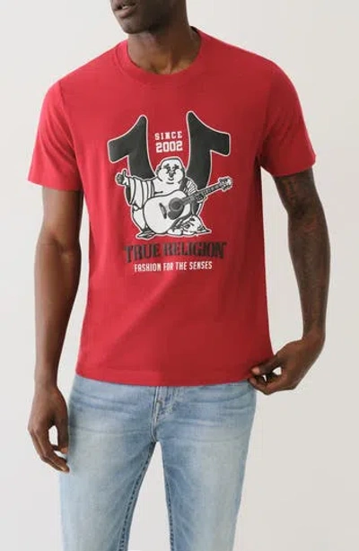 True Religion Bold Buddha Cotton Graphic T-shirt In Red Dahlia